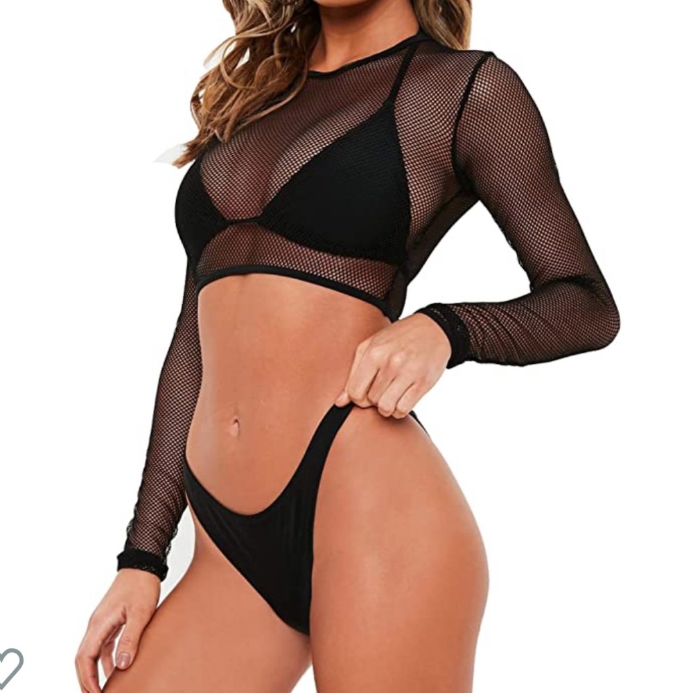 Mesh Crop Tops for Women Long Sleeve Sexy Sheer